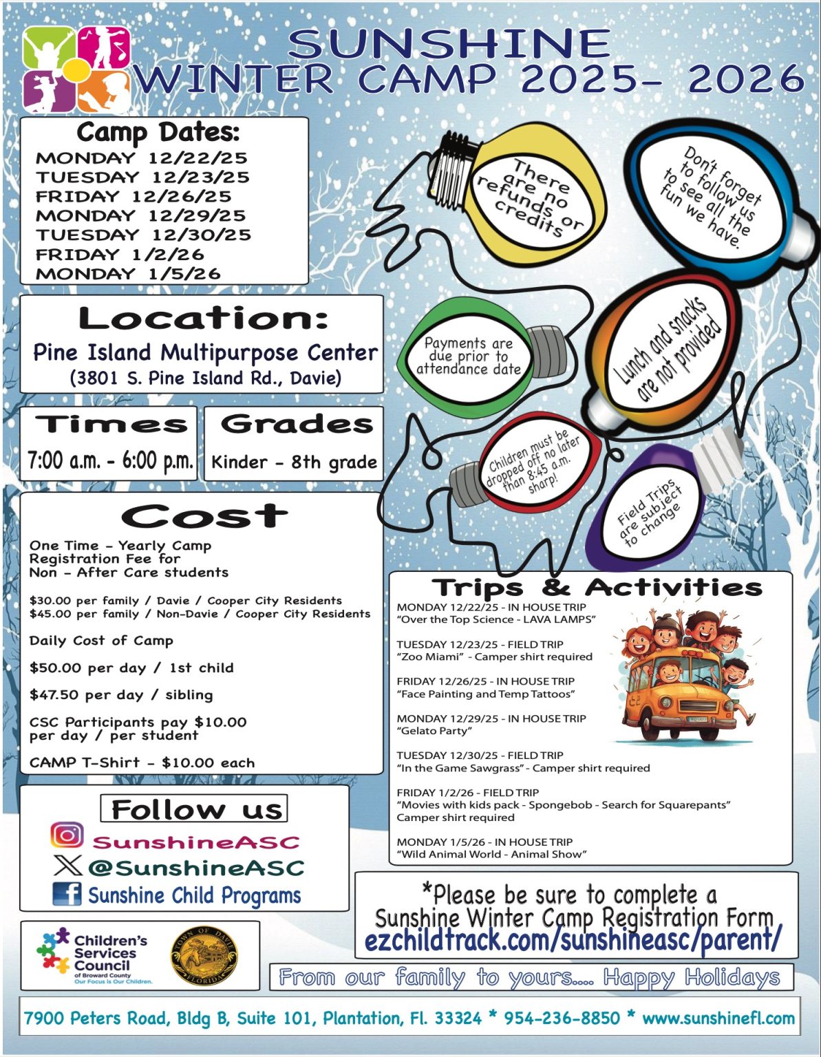 Sunshine Winter Camps 2025-2026