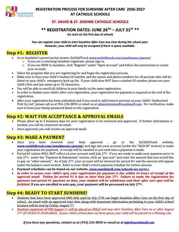 REGISTRATION INSTRUCTIONS FOR CATHOLIC SCHOOLS